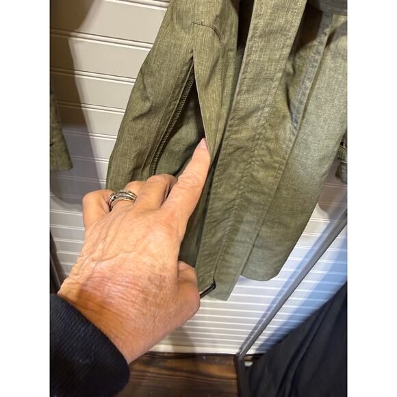 REI Hooded Front Zip With Belt Rain Jacket/Trench Coat Size L - Picture 7 of 14